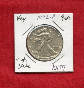 1942 Walking Liberty Silver Half Dollar 10159 Us Rare Key Estate photo