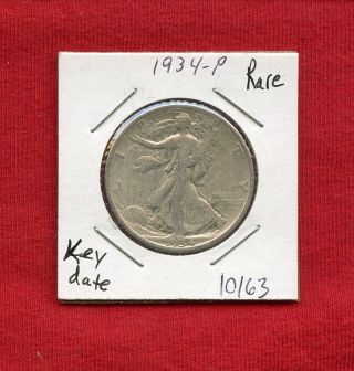 1934 Walking Liberty Silver Half Dollar 10163 Coin Us Rare Key Estate photo