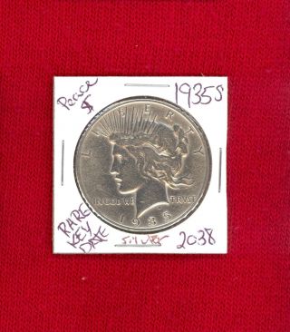 1935 S Peace Silver Dollar Coin 2038 $genuine Us Mint$rare Key Date photo