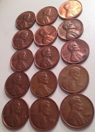 15 Us Copper Lincoln Penny ' S 7 1972 Large Error Rim / Off Center Color Variation photo