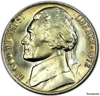 1972 P Gem Bu Unc Toned Jefferson Nickel 5c Us Coin - Colorful Lustrous F151 photo