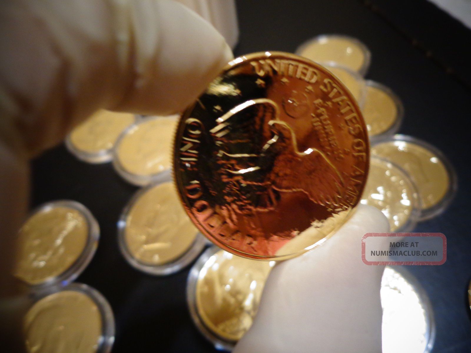 2 EISENHOWER IKE DOLLAR *Moon Landing of Apollo 11*24 KT GOLD PLATED-IN CAPSULE