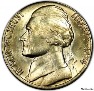 1974 P Gem Bu Unc Jefferson Nickel 5c Us Coin - Some Toning Lustrous F167 photo