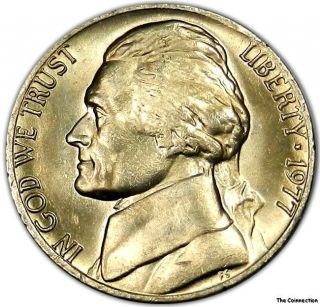 1977 P Gem Bu Unc Jefferson Nickel 5c Us Coin - Very Lustrous Color F170 photo