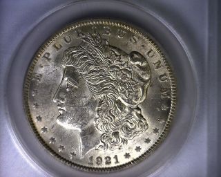 Ms62 Anacs 1921 Top 100 Vam 27a Infrequently Reeded Morgan Silver Dollar Coin photo