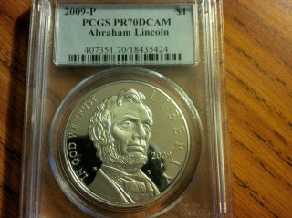 2009 - P Abraham Lincoln Commemorative Silver Dollar Pr - 70dcam Pcgs photo