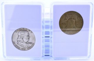 Franklin Half 50c Dollar 90% Silver Circulated W/ Bcw Coin Holder 1 Bid=1 Coin photo