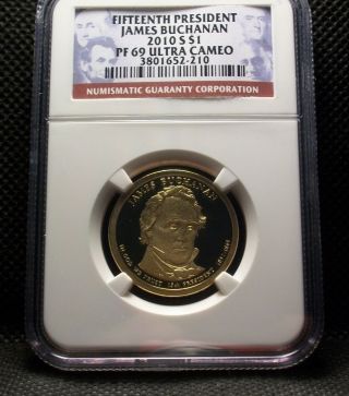 2010 S Proof Fifteenth President James Buchanan $1 Pf 69 Ultra Cameo Ngc photo