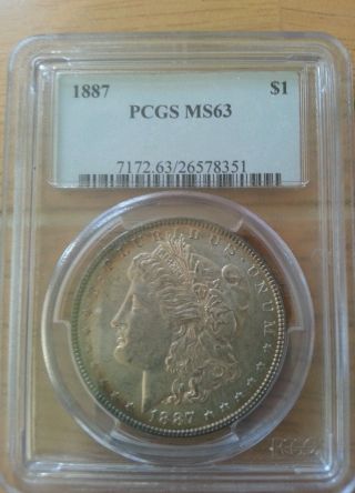 1887 Morgan Dollar - Ms - 63 Pcgs photo