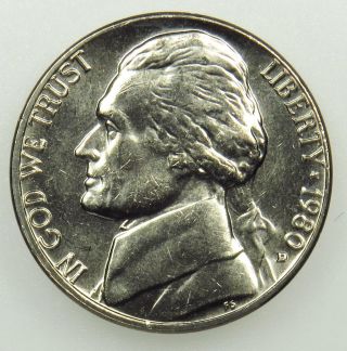 1980 D Uncirculated Jefferson Nickel (b06) photo