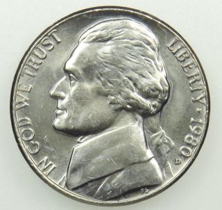 1980 D Uncirculated Jefferson Nickel (b02) photo
