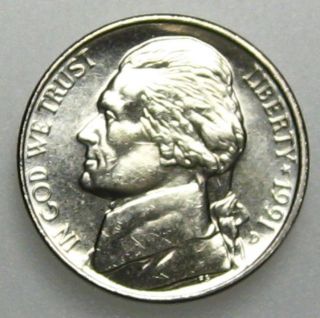 1991 D Uncirculated Jefferson Nickel (b04) photo