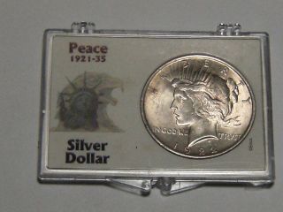 1922 Silver Peace Dollar In A Snap Lock Case (bu) 5463a photo