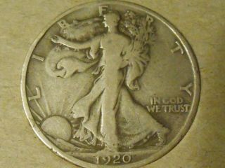 1920d Walking Liberty Half Dollar Vg Very Good Solid Ref 18 photo