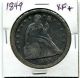 1849 P Seated Liberty Silver Dollar Chin Whiskers Extra Hair $1 Coin W/ Clip Dollars photo 1