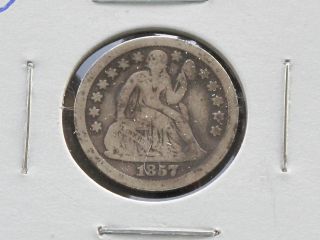 1857 - O Liberty Seated 90% Silver Dime U.  S.  Coin C4157l photo