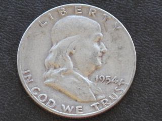 1954 - S Franklin Half Dollar 90% Silver U.  S.  Coin A2236 photo