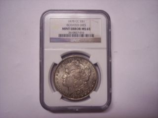 1878 Cc $1 Morgan Silver Dollar Error Rotated Dies Ms 63 Ngc Graded photo
