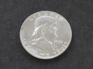 1951 - D Franklin Half Dollar Silver U.  S.  Coin A7351 photo