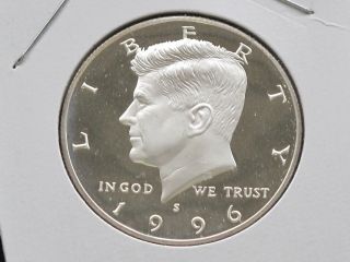 1996 - S Kennedy Half Dollar Dcam Proof 90% Silver U.  S.  Coin C4013l photo