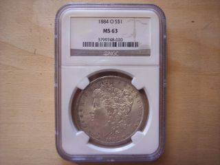 1884 O $1 Morgan Silver Dollar Ms 63 Ngc Graded photo