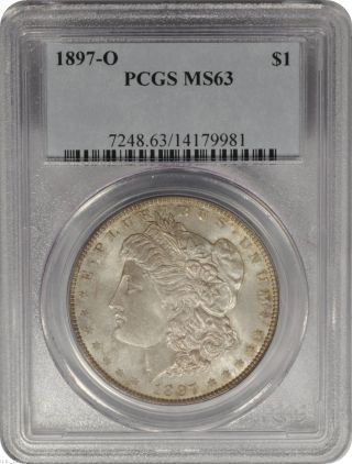 1897 - O $1 Morgan Silver Dollar Pcgs Ms63 Lustrous Orleans photo