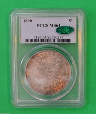 1890 Morgan Dollar - Pcgs Slabbed Ms64+ Cac Green Sticker photo