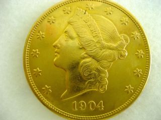 1904 S Liberty Head Double Eagle Gold Coin $20 Twenty Dollar D Us photo