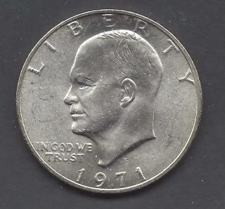 1971s Us Silver Clad Eisenhower Dollar. photo