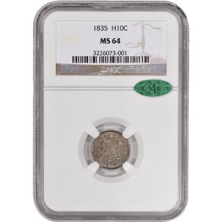 1835 Us Capped Bust Silver Half Dime H10c - Ngc Ms64 - Cac Verified photo