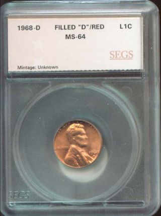 1968 - D Lincoln Cent State Filled 