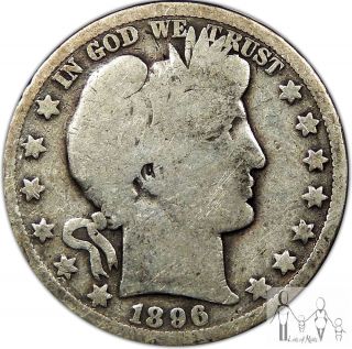 1896 O About Good Ag Barber Silver Half Dollar 50c Us Coin A15 photo