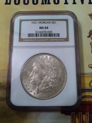 1921 Ngc Ms64 Morgan Silver Dollar photo