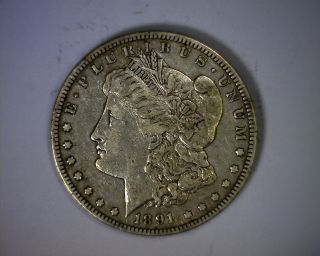 1891cc Morgan Silver Dollar Coin Carson City 1891 Cc photo
