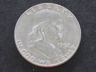 1952 - D Franklin Half Dollar Au+ Silver U.  S.  Coin A3047 photo