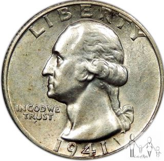 1941 S Choice Bu Unc Washington Silver Quarter 25c Us Coin B70 photo