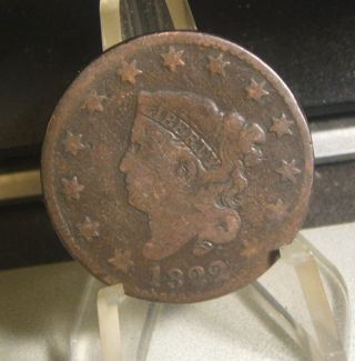 1822 Coronet Head Large Cent W/liberty G - Vg Rare photo