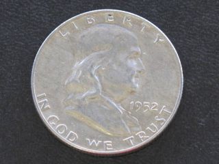 1952 - D Franklin Half Dollar Au+ Silver U.  S.  Coin A3035 photo