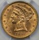 1882 Liberty Head Half Eagle Gold $5 Ms 62+ Plus Pcgs Gold photo 2