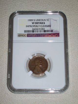 1909 - S Lincoln Cent Ngc Graded Vf Details Key Date Low Mintage photo
