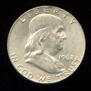1962 - D Silver Franklin Half Dollar Ch Bu (v694) photo