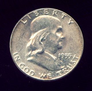 1955 (p) Silver Franklin Half Dollar Ch/gem Bu (v410) photo