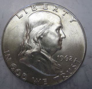 1962 Silver Ben Franklin Half Dollar Coin Fifty Cents (412o) photo