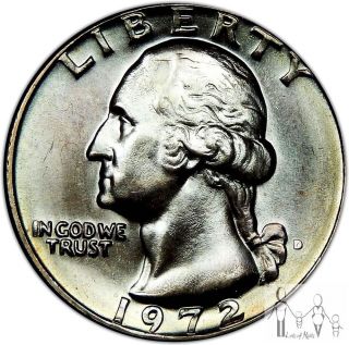 1972 D Gem Bu Unc Toned Washington Quarter 25c Us Coin C1 photo