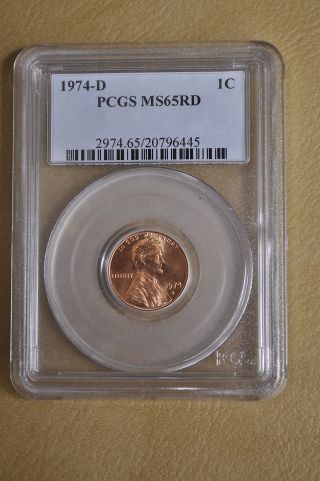 1974 D Lincoln Memorial Cent Ms65rd Pcgs photo