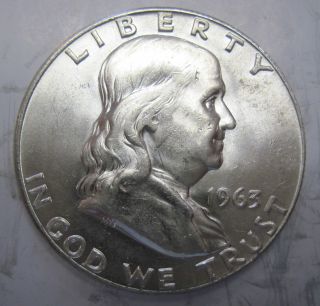 1963 D Silver Ben Franklin Half Dollar Coin Fifty Cents (412q) photo