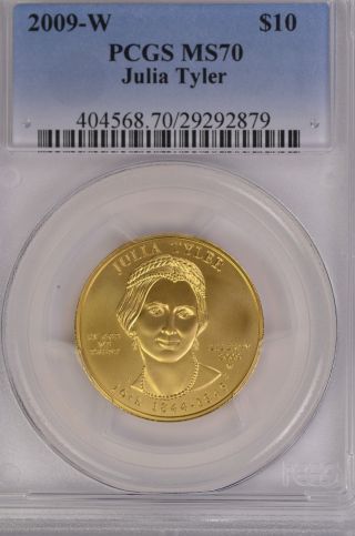 2009 - W Julia Tyler Spouse Gold $10 1/2 Oz Pcgs Ms70 photo