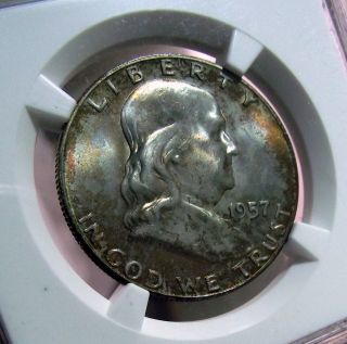 1957d Franklin Half Dollar Silver Gem Ngc Ms66 photo