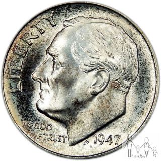 1947 S Choice Bu Unc Roosevelt Silver Dime 10c Us Coin A16 photo