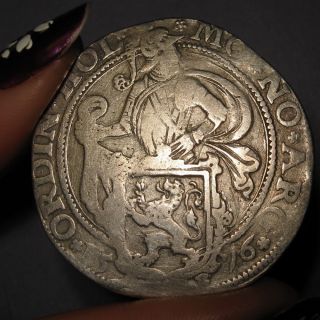 First Silver Dollar 1576 Dutch Colonial Holland 400 Years Old Early Date Rr photo